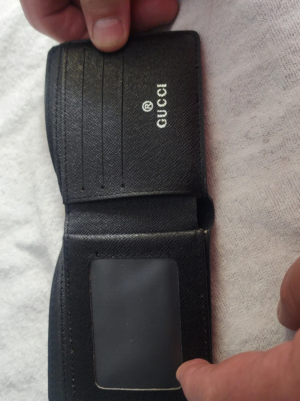 Gucci Black Leather Bifold Card Wallet with ID Window
